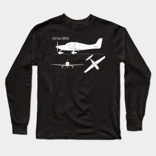 Cirrus SR22 - Airplane Blueprint - PBpng Long Sleeve T-Shirt